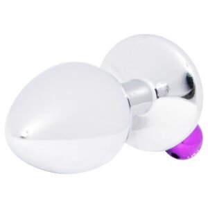 PLUG ANAL EM METAL CROMADO SINO ROXO TAMANHO P - Imagem 3