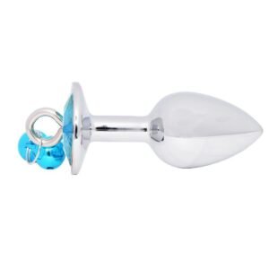 PLUG ANAL EM METAL CROMADO SINO AZUL TAMANHO P