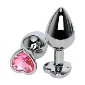 PLUG CROMADO CORAÇÃO COR PINK