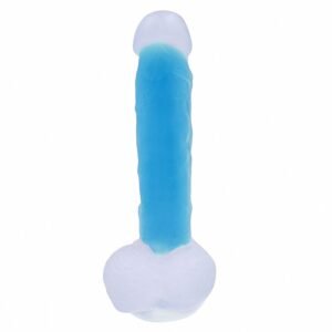 PRÓTESE EM SILICONE COM VENTOSA 19 x 3,5 cm FLORESCENTE AZUL