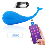 VIBRADOR VIA BLUETOOTH 10 NÍVEIS DE VIBRAÇÕES EM SILICONE RECARREGÁVEL AZUL