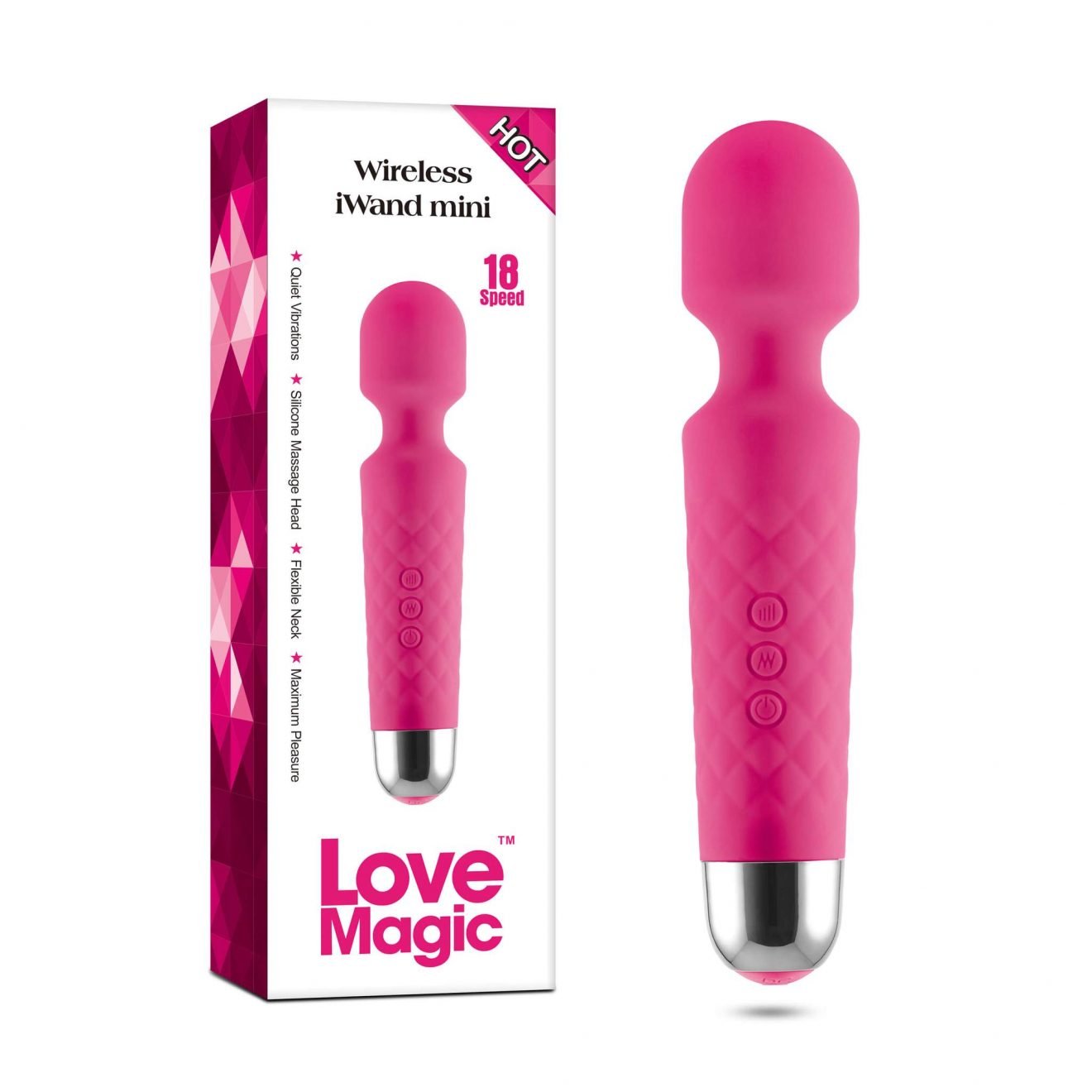 MINI-WAND-NOAH-3 VARINHA MÁGICA ROSA 10 TIPOS DE VIBRAÇÕES 6000 RPM - O MAIS POTENTE - - Imagem 1