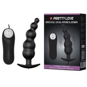 PLUG ANAL COM VIBRO ESCALONADO P/ PROSTATA 12 VIBRAÇÕES PRETTY LOVE