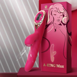 KISTOY A-KING MAX - VIBRADOR ROTATIVO COM FUNÇÃO VAI E VEM E SUGADOR CLITORIANO - VISOR LCD - Imagem 2