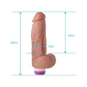 PRÓTESE REALÍSITCA COM ESCROTO E VIBRO INTERNO 20 X 4 CM - Imagem 2