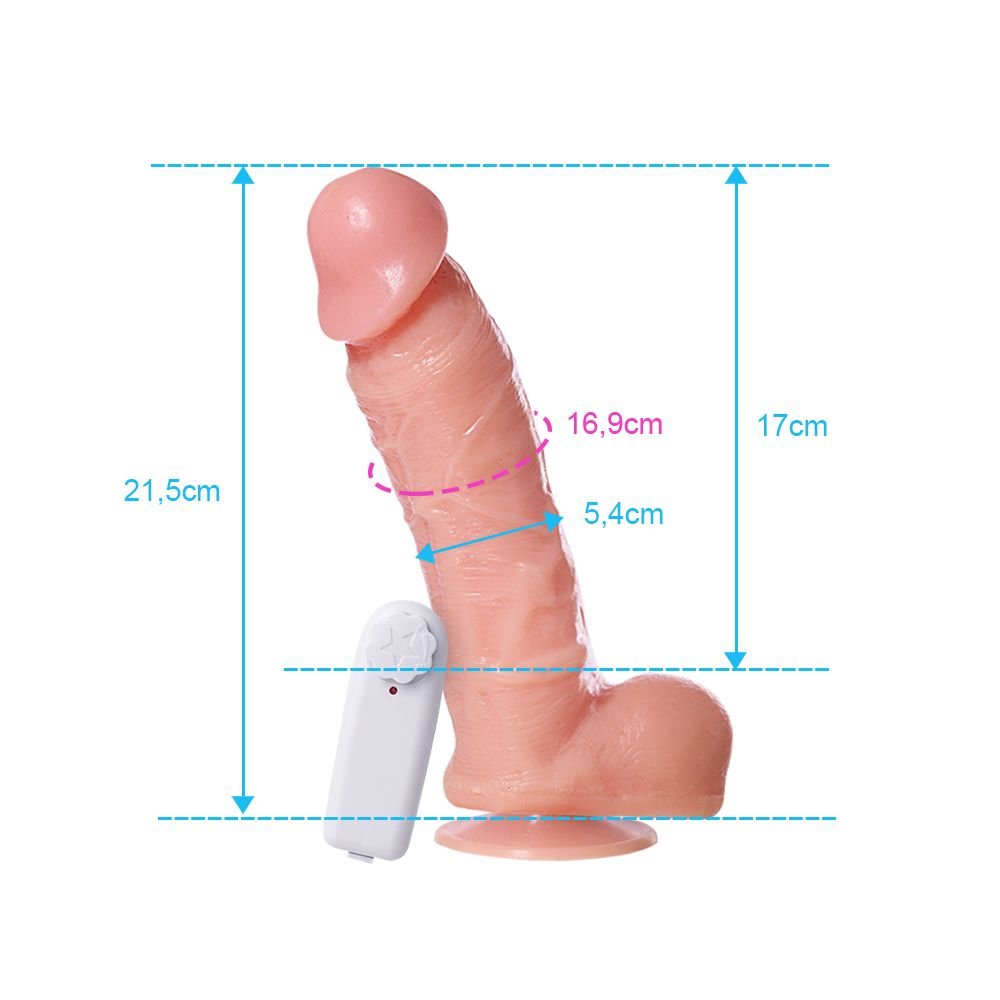 PRÓTESE PENIANA COM VENTOSA E VIBRO 21,5 X 5,4 - Imagem 4