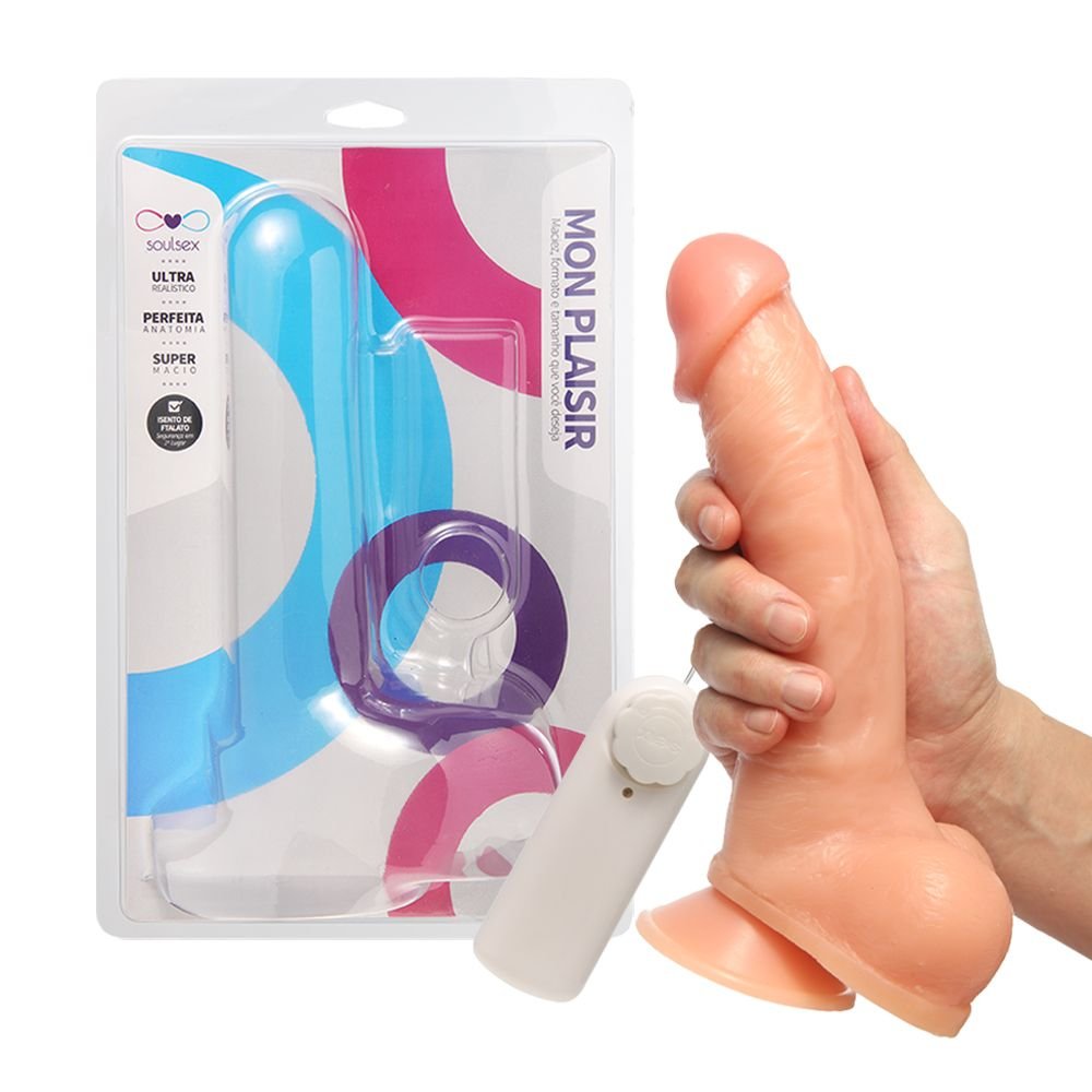 PRÓTESE PENIANA COM VENTOSA E VIBRO 21,5 X 5,4