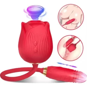 VIBRADOR RECARREGÁVEL VAI E VEM E SUGADOR FLOWER