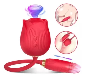 VIBRADOR RECARREGÁVEL VAI E VEM E SUGADOR FLOWER