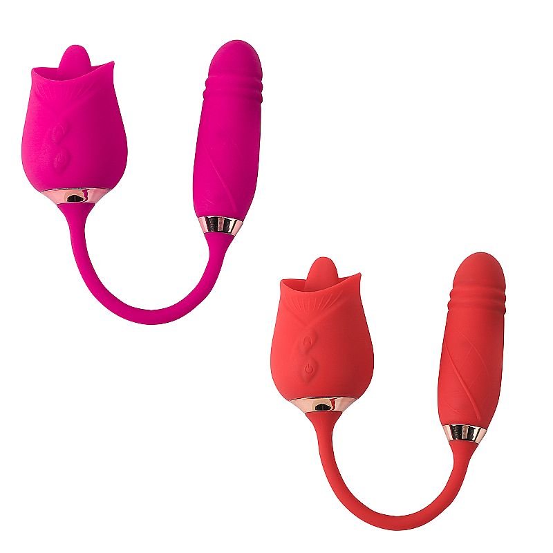 VIBRADOR LÍNGUA E VAI E VEM ROSA RECARREGÁVEL